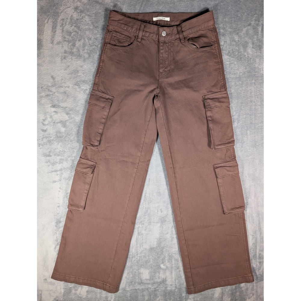 PacSun 90s Baggy Cargo Pants Womens 24 Brown High Rise Wide Leg Utility Trousers